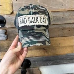 Camouflage Distressed “Bad Hair Day” Hat
